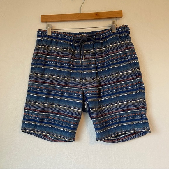 Madewell Other - Madewell Mens Blue Indigo Stripe Jacquard Drawstring Shorts Size Medium AH988